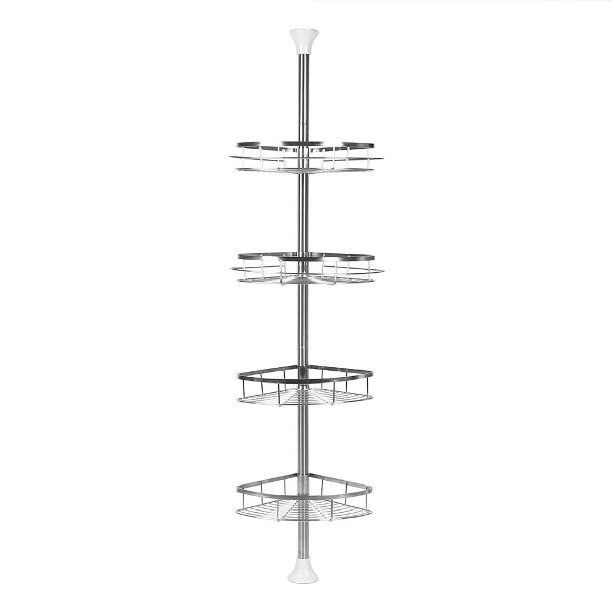 DIMICO - Doucherek voor badkamer - Telescopische doucheplank - Zilver - Douche rek zonder boren - 110-280 cm verstelbaar