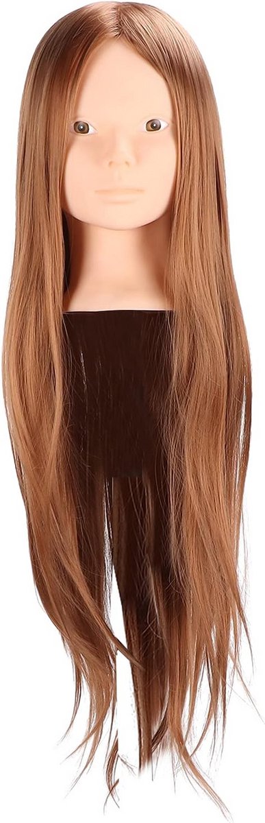 Professioneel Oefenhoofd Mannequin met Lang Lichtbruin Haar voor Haarstyling en Cursussen