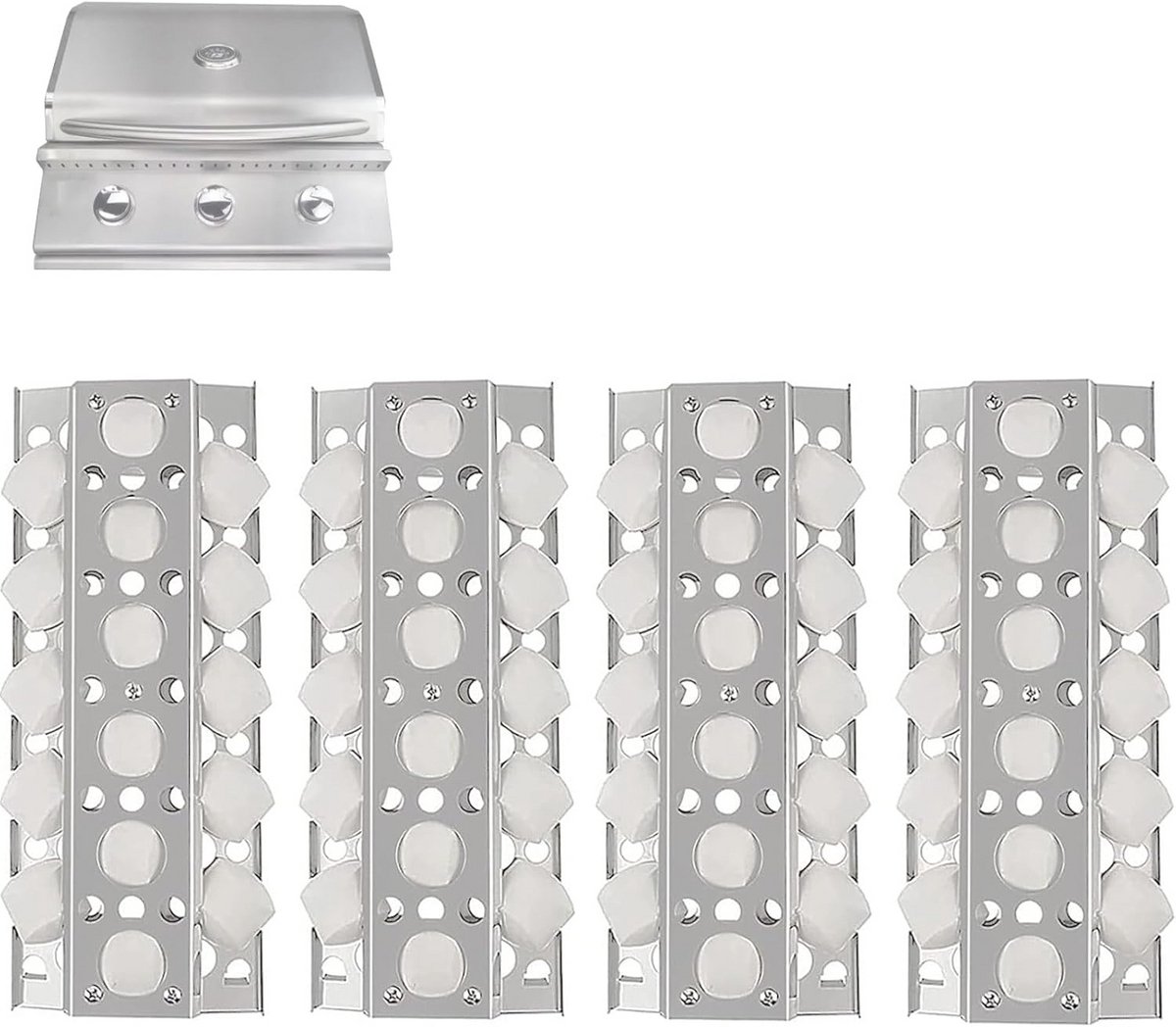 4-Pack Brikettenbakken voor BBQ - Universele Vervanging voor Grills 66cm & 81cm