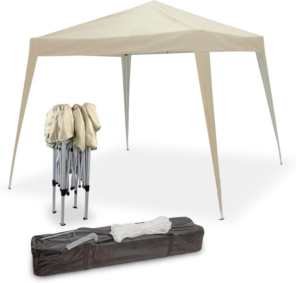 Vouwpaviljoen - Partytent Pop-up - Tuinfeesten Organiseren - Eenvoudig Opzetbaar - 3 x 3 meter - Beige