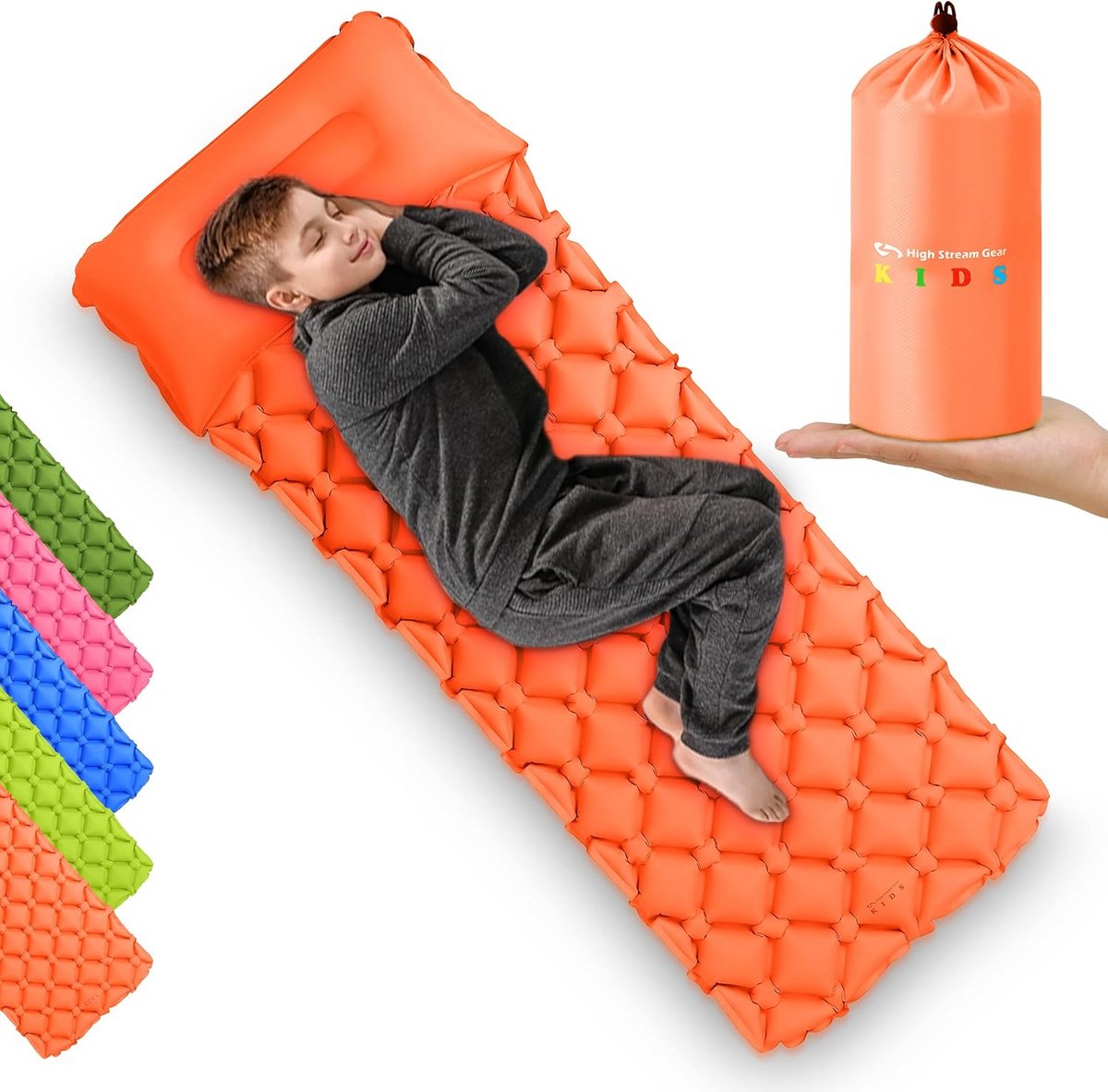 Opblaasbaar Slaapkussen voor Kinderen - Camping en Logeerbed met Ingebouwd Kussen