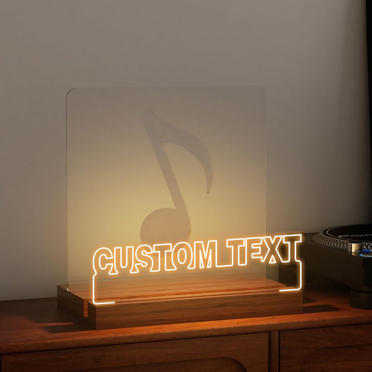 Lichtgevende Vinylstandaard Houten Acryl Display Warm Wit