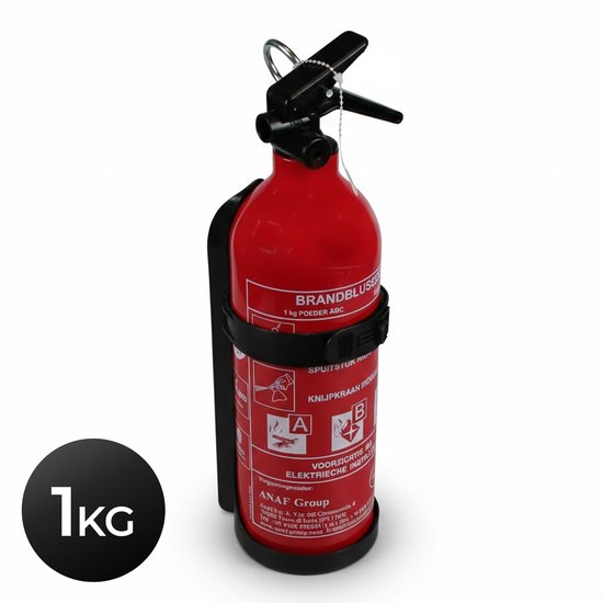 Brandblusser Poeder 1 kg – ABC Brandklasse – Met Ophangbeugel – Gecertificeerd