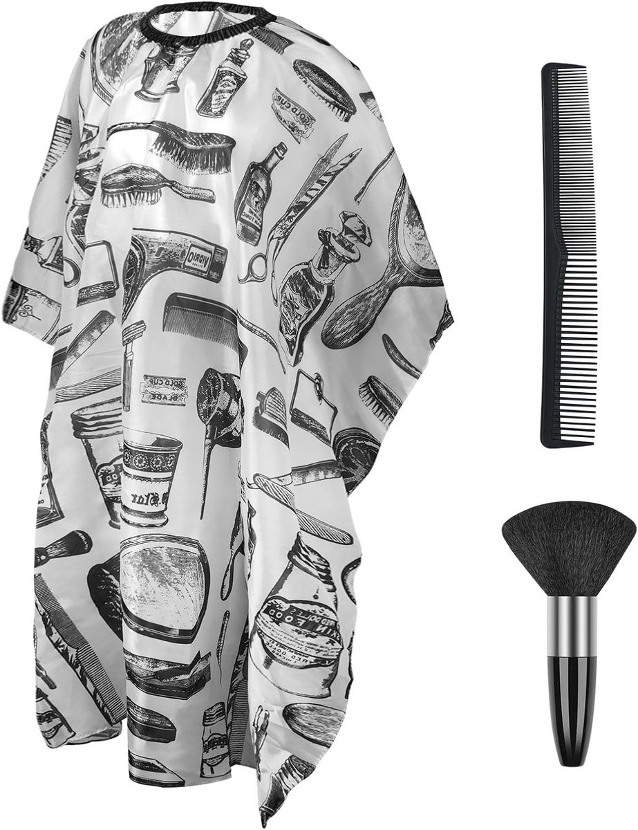 Waterdicht kappersschort met nekborstel en kam - Nylon cape voor knippen en stylen