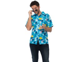 Partychimp Hawaii Blouse Mannen Carnavalskleding Heren Foute Party Verkleedkleren Volwassenen Carnaval Foute Party Toppers 2026 Summer is Magic- Polyester - Blauw - Maat L/XL