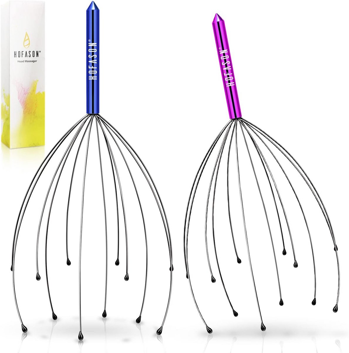 Hoofdhuidmassager voor ontspanning - handmassageapparaat voor stressvermindering en haarstimulatie - 2 stuks