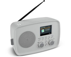 MEDION DAB+ radio met Bluetooth DRE-1 (DAB Plus, FM-radio, druppelbescherming, telescoopantenne, wekker, sluimerfunctie, instelbare display-dimmer, ASA-noodwaarschuwingssysteem), grijs