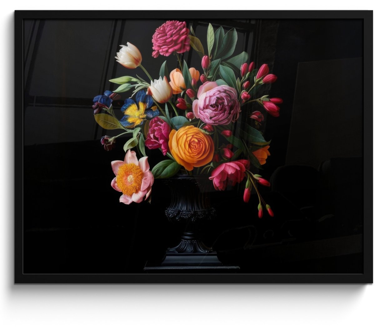 FrameYourWall Poster in lijst - Fotolijst 70x50 cm - Posters - Boeket - Romantisch - Kleurrijk - Posterlijst zwart - Decoratie - Wanddecoratie woonkamer - Muurdecoratie slaapkamer Boeket - Bloemen 4