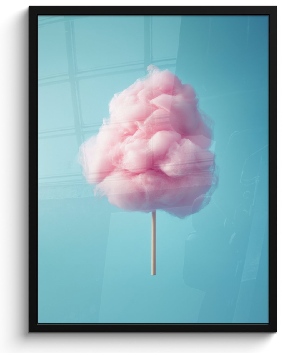 FrameYourWall Poster in lijst - Fotolijst 50x70 cm - Posters - Suikerspin - Zoet - Snoep - Posterlijst zwart - Decoratie - Wanddecoratie woonkamer - Muurdecoratie slaapkamer