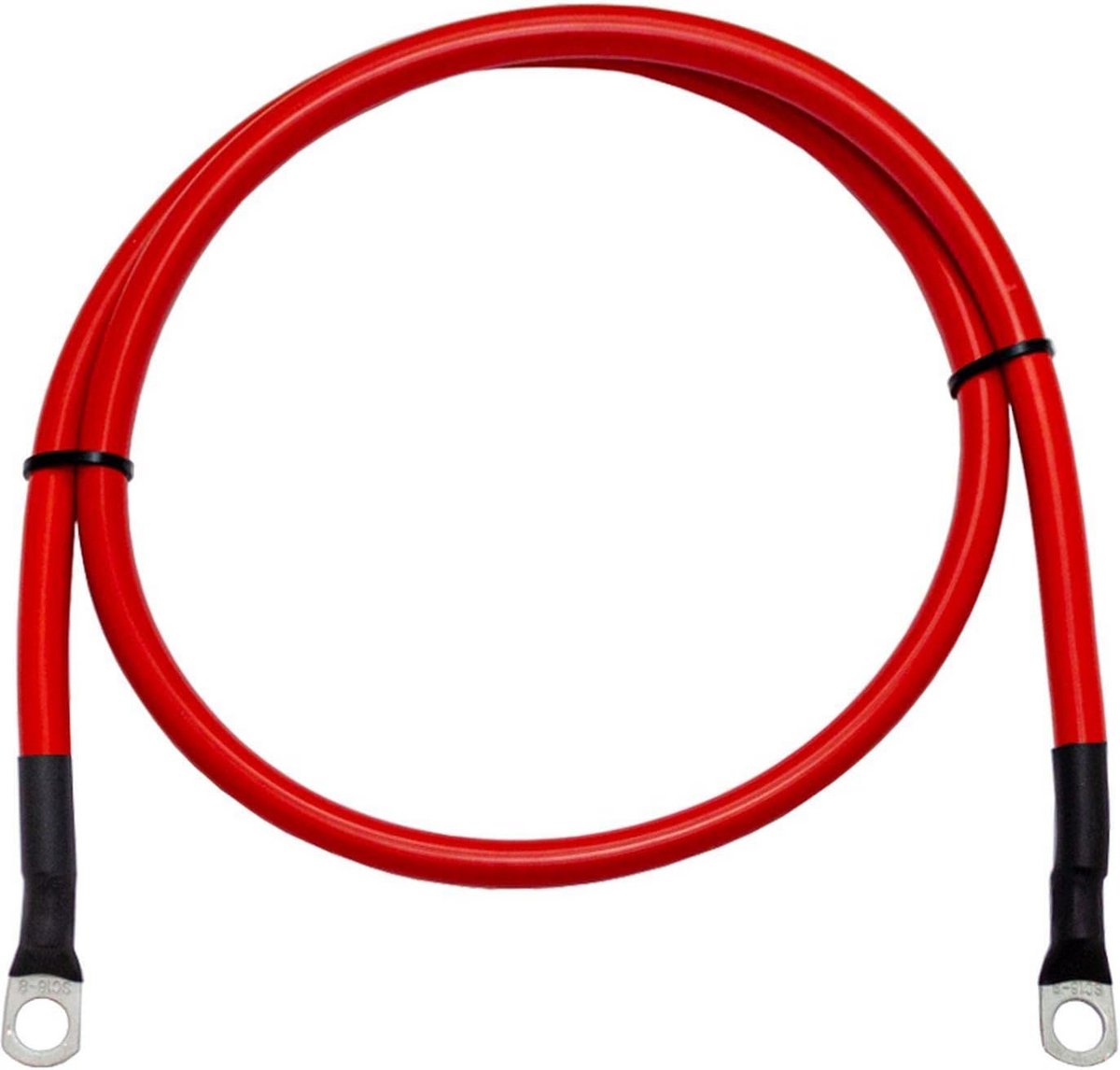 Accukabel 50cm Rood 16mm² Massakabel met Afgeschuinde Kabelschoenen M8 - Professionele Voedingskabel