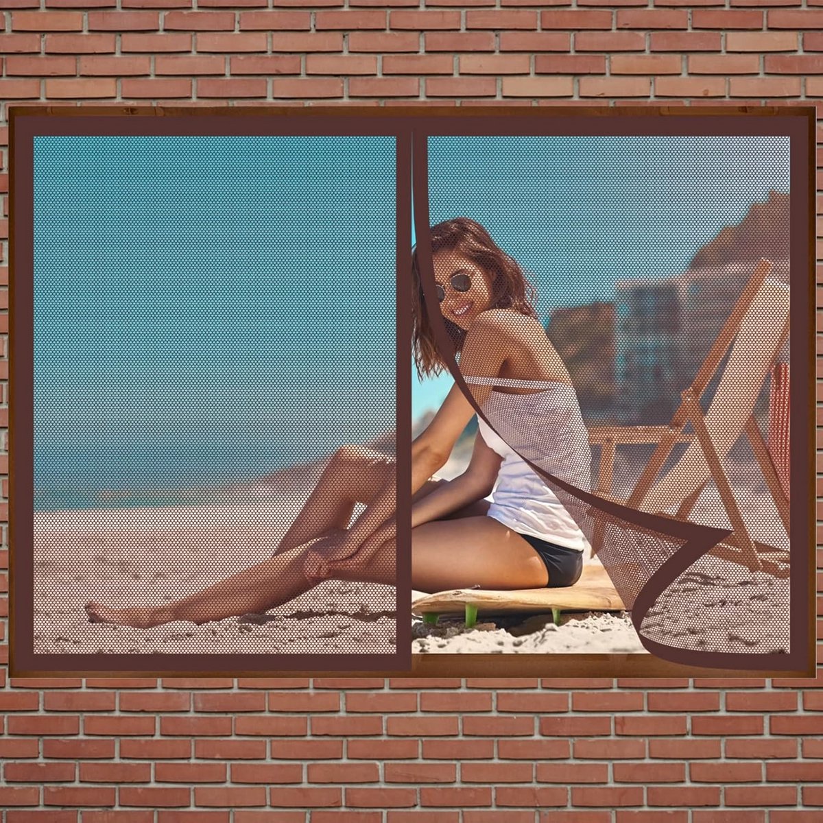 Magnetisch Hor Voor Raam 100x60 cm Vliegengaas Zelfklevend Eenvoudige Montage