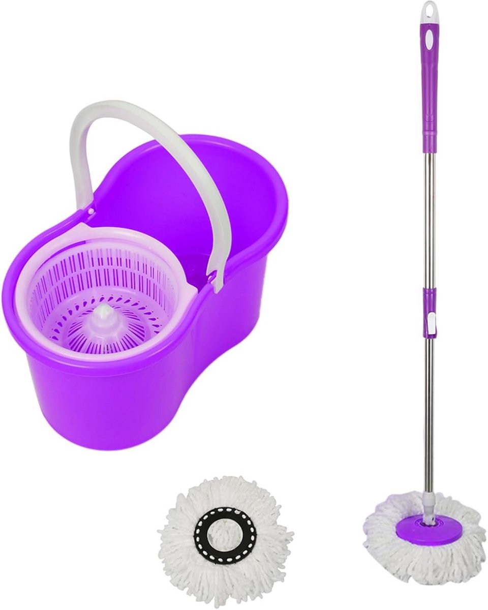 Dweil- en Bezemset met Vloerwisser en 360° Draaibare Microvezel Mop