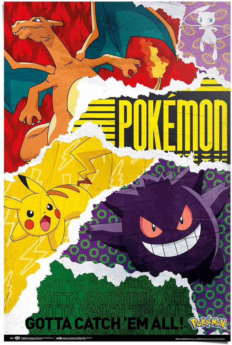 REINDERS Poster Pokemon - gotta catch 'em all - 91,5 x 61 - Papier - REINDERS Bonte kleuren