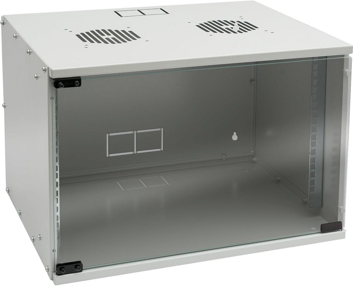 19 Inch Serverkast 7HE Netwerkkast Lichtgrijs 400mm Diep met Glasdeur