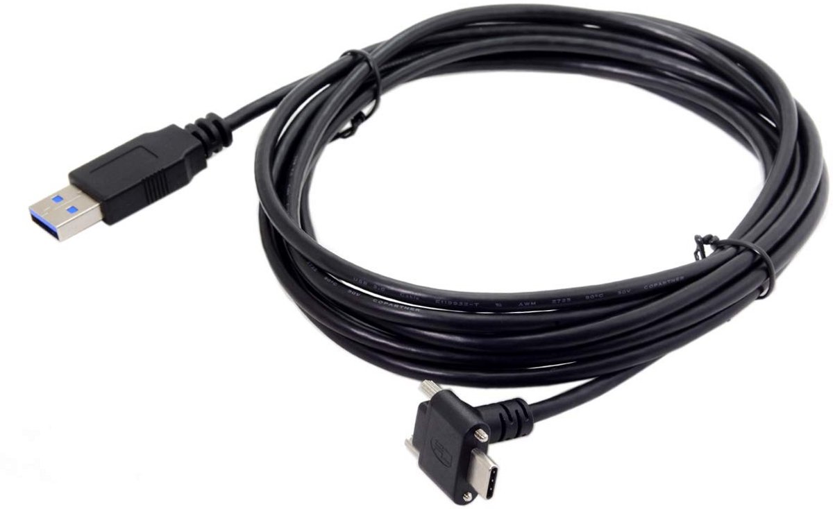 USB-C 3.1 Datakabel naar USB 3.0 met 90 Graden Neerwaartse Hoek en Borgschroeven