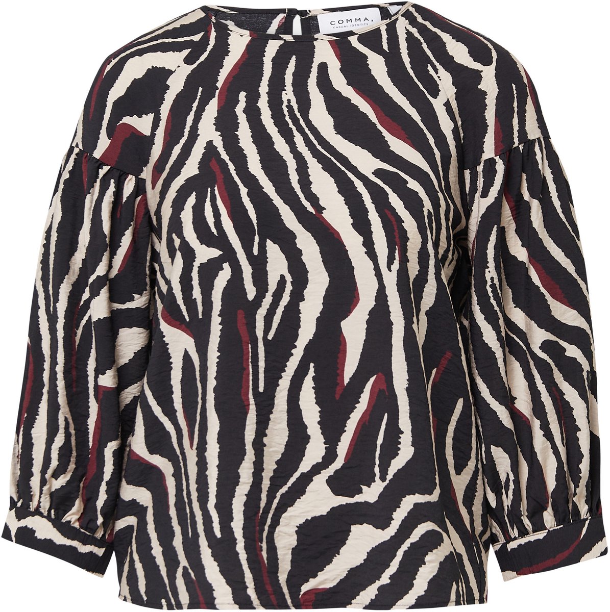 comma - female - Gestructureerde blouse met ballonmouwen
