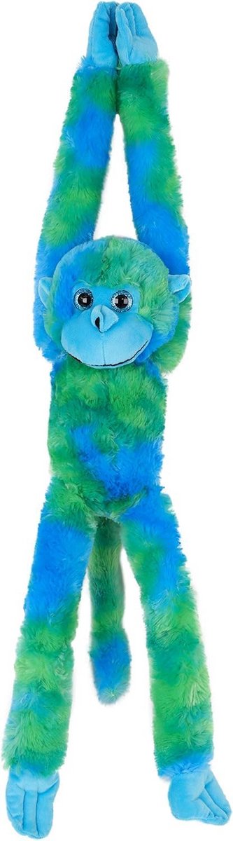 Pluche Speelgoed Aap 50 cm Blauw Groen met Klittenband Handen - Zacht Knalt Knuffeldier