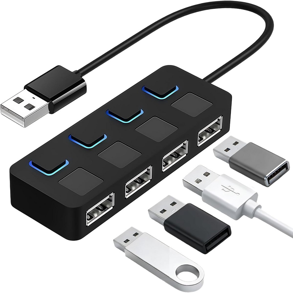USB-C Hub met 4 Poorten - Uitbreiding voor Laptop met Individuele Indicatielampjes