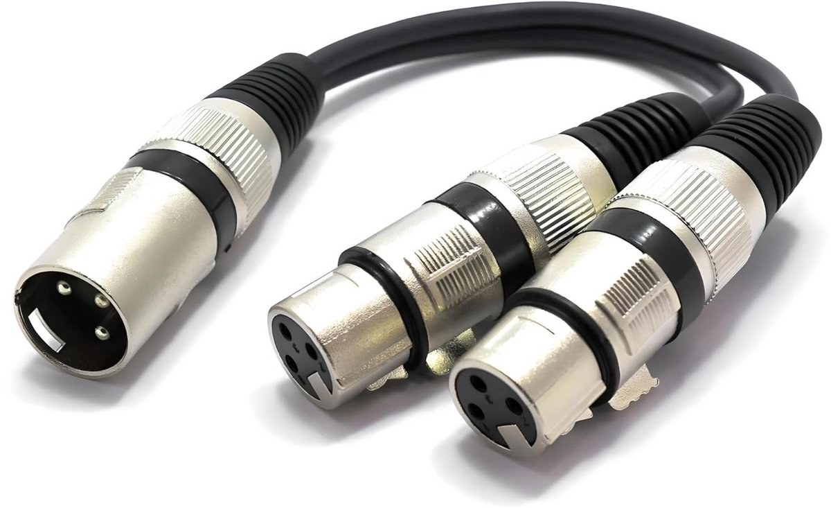 XLR Splitter Adapter Mannelijk naar 2x Vrouwelijk Audiokabel - 3-Polige Splitter