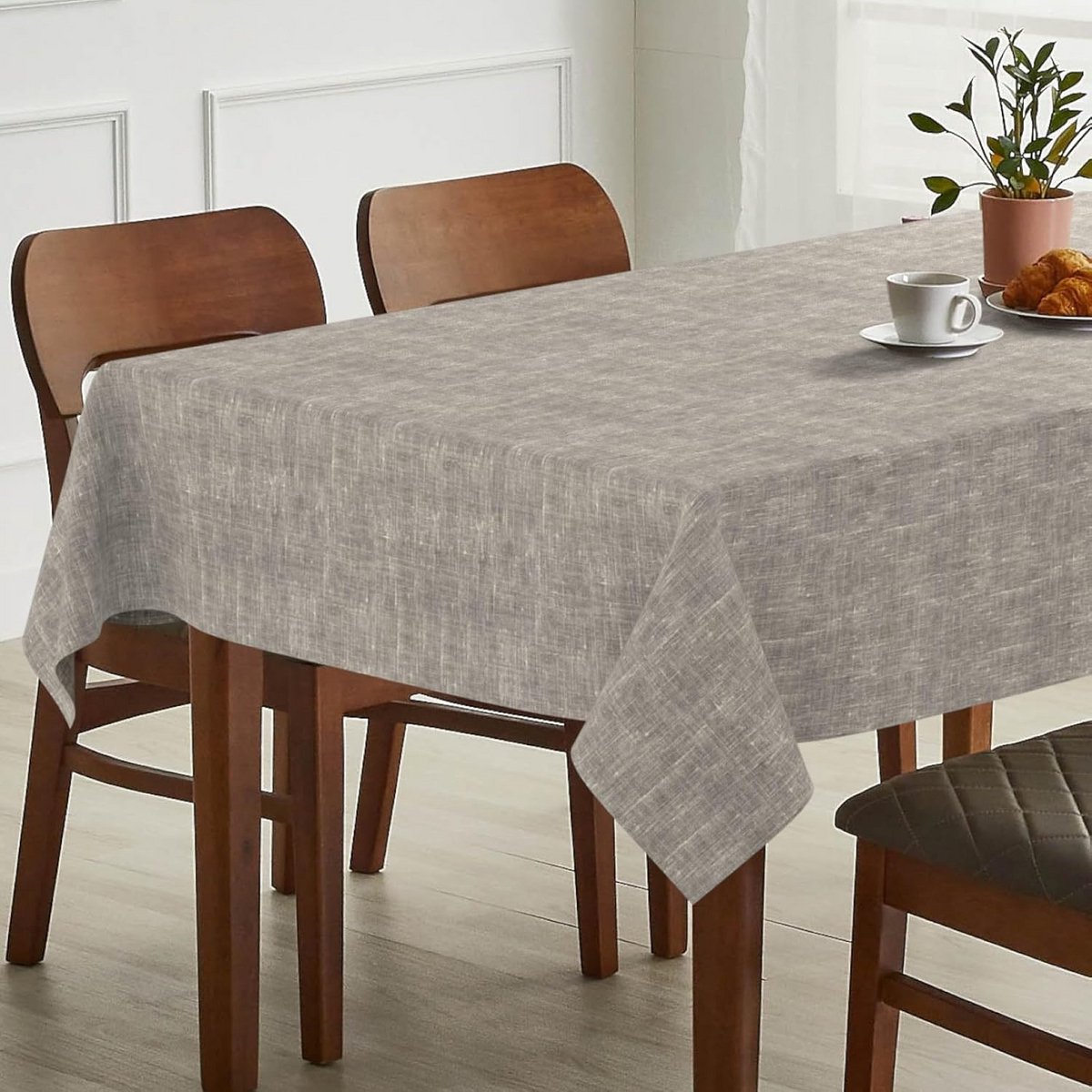 Waterdicht Tafelkleed Katoen Linnenlook Grijs 90x130cm Wasbaar en Vlekbestendig