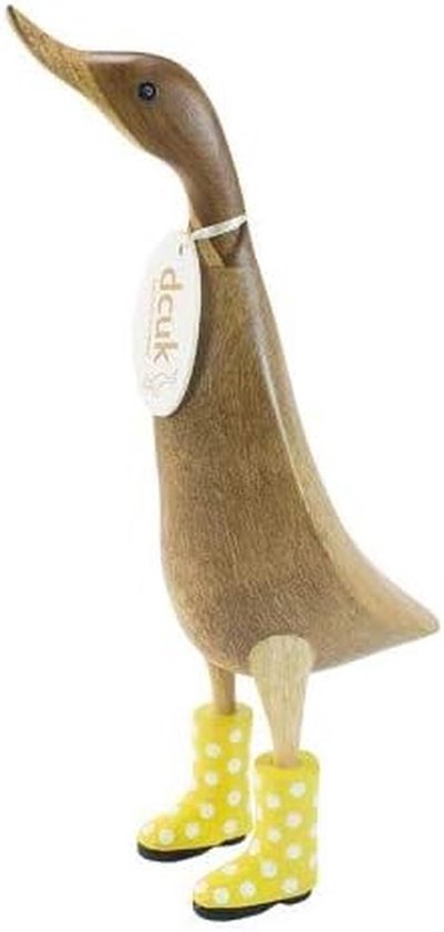 Decoratieve Houten Wandel-Eend met Gele Laarzen