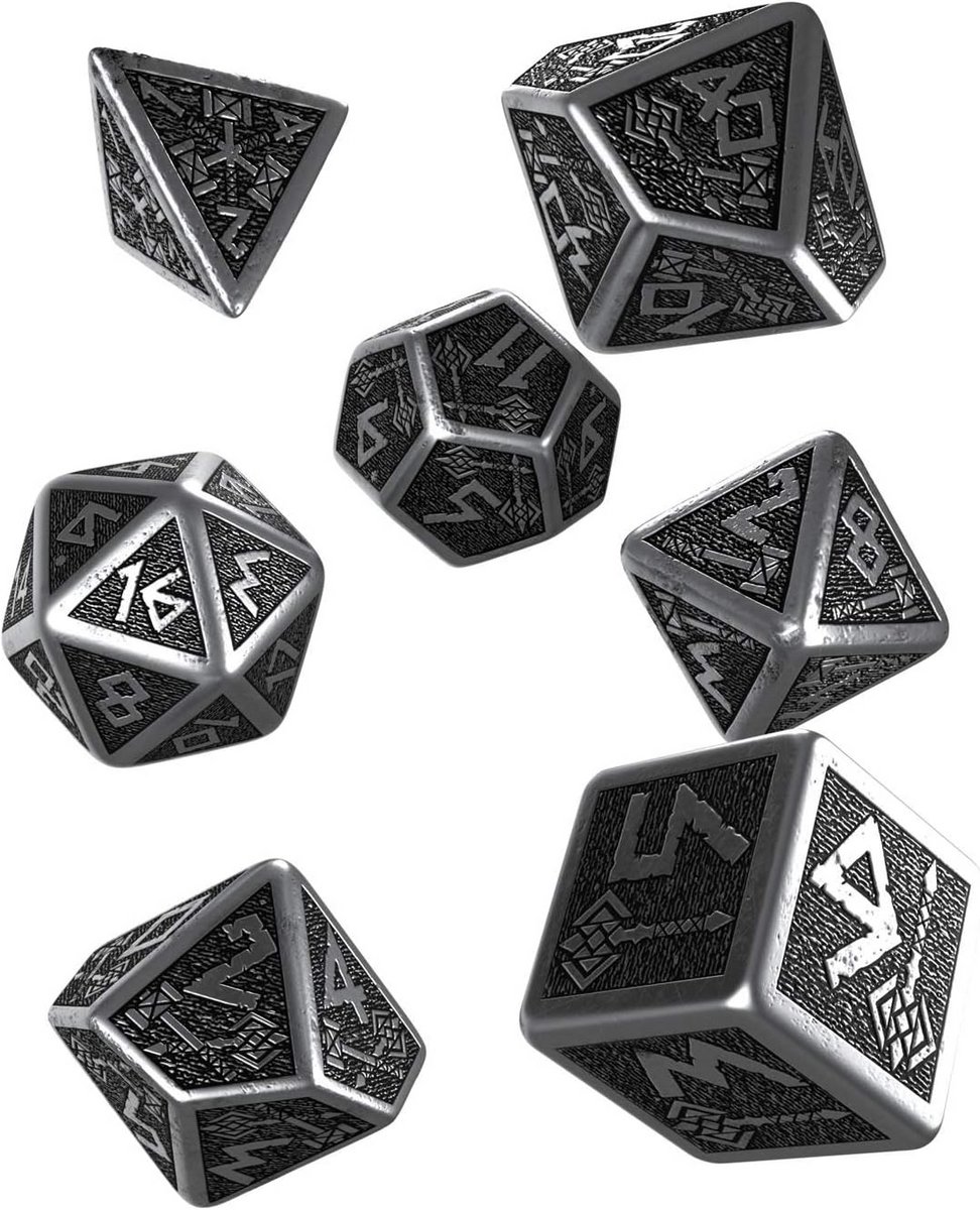 Set van 7 Metalen Dwergen Dobbelstenen voor Rollenspellen