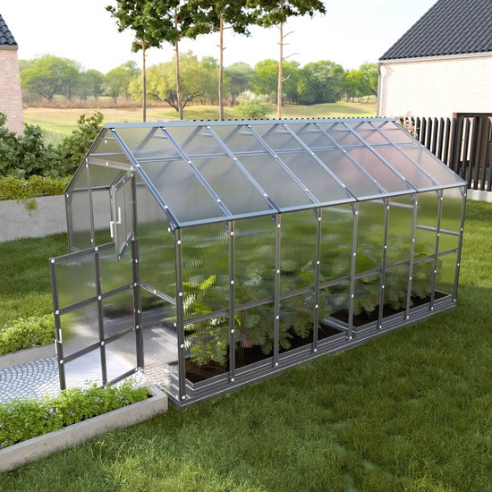 KLASIKA HOUSE Serre de jardin - 2,35 x 4 m - 12 m (9,68 m²) - Épaisseur 6 mm - Serre de culture - Revêtement en polycarbonate