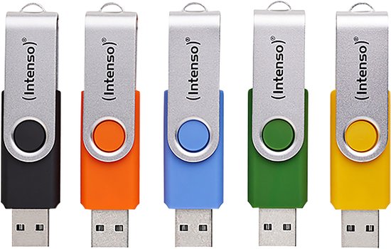 Intenso 3.2 Gen1 Office Line USB-stick 64 GB Geel, Groen, Blauw, Oranje, Zwart 3543595