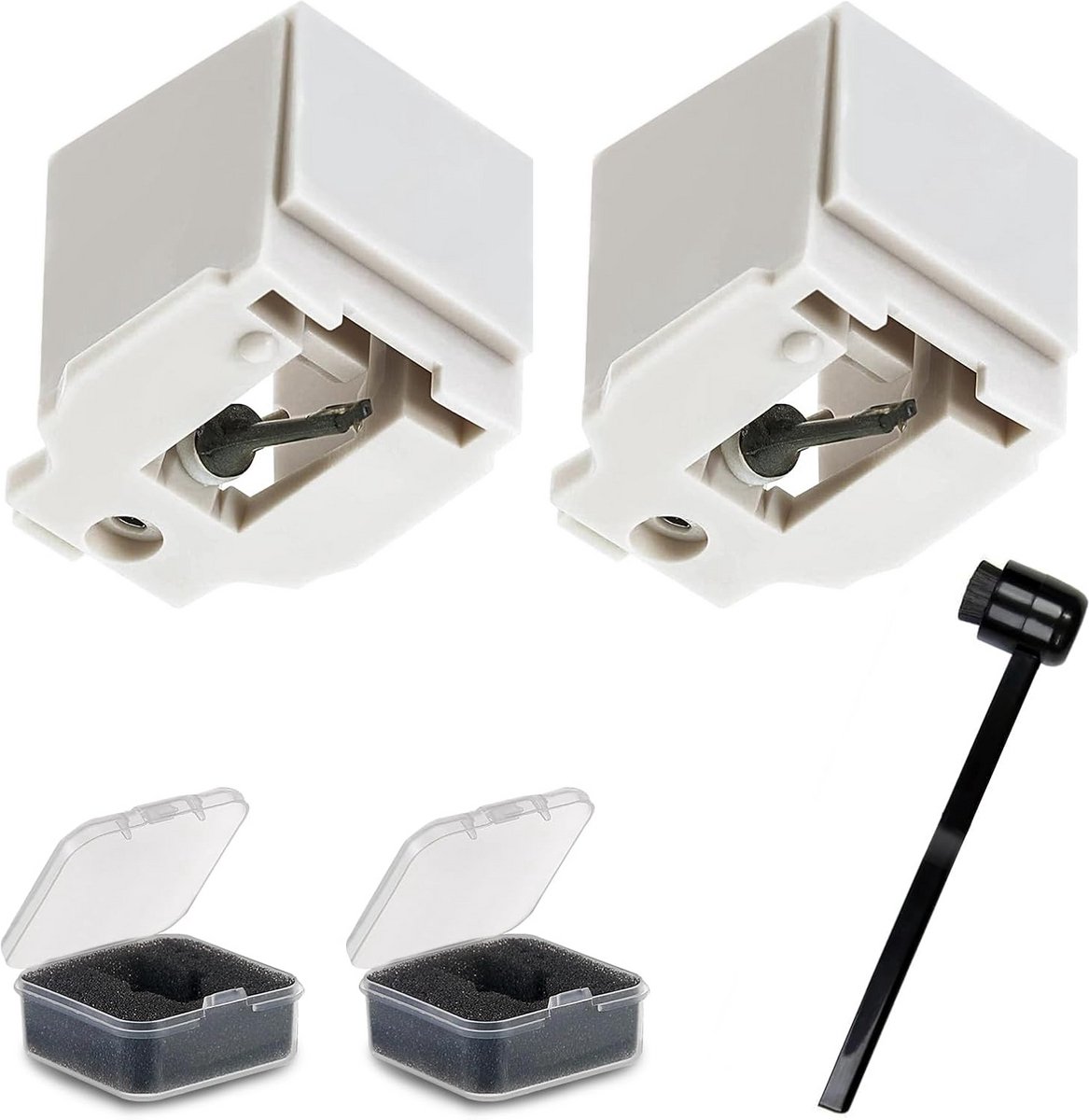 2-Pack Vervangende Naald met Diamantpunt voor Draaitafels - Inclusief Pincet & Borstel