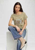 QS - female - Oversized top in een garment-washed look met een print op de voorkant