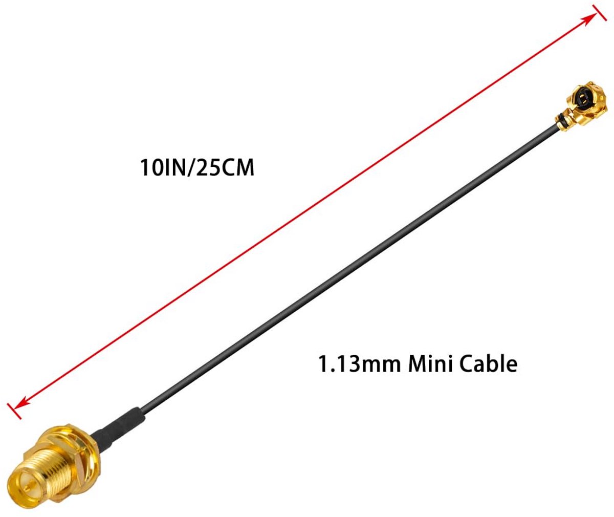 2-Delige U.FL naar RP-SMA Vrouwelijke Kabel 25cm - Laag Verlies Mini Coaxiale Pigtail voor WiFi Router en Netwerkkaarten