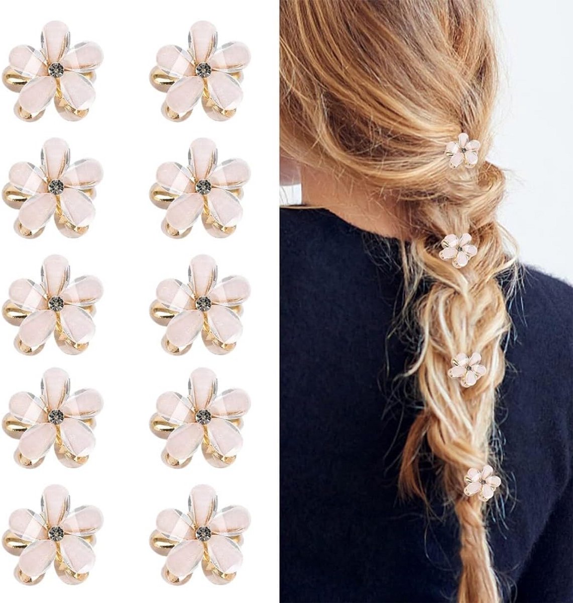 10x Witte Mini Haarspelden met Strass Steentjes voor Bruid en Feestelijke Gelegenheden