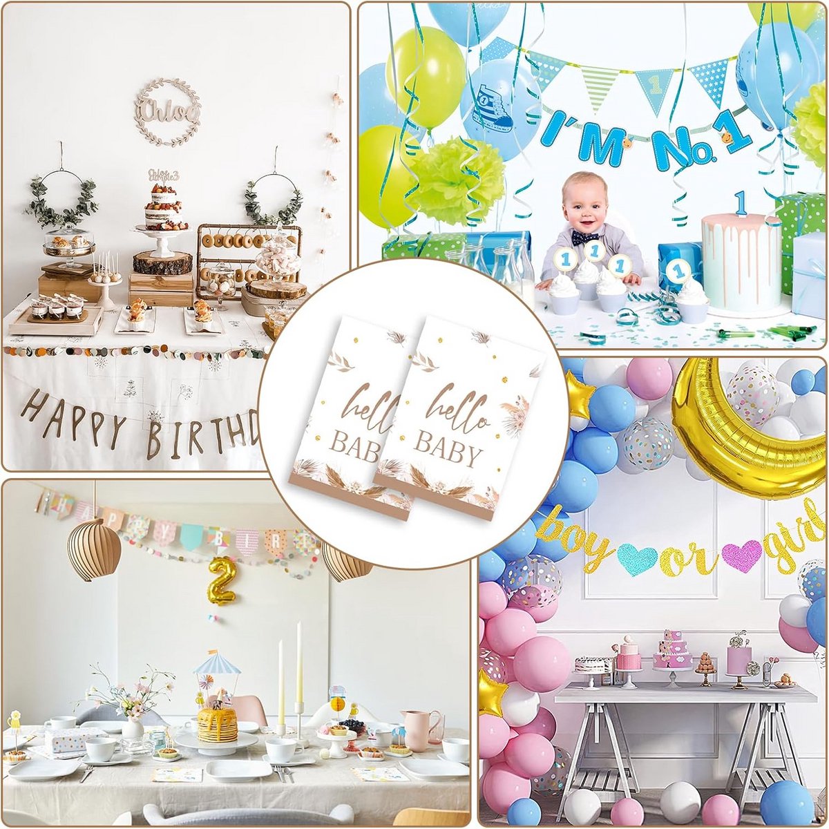 Set van 2 Gouden Boheemse Tafelkleden voor Feesten en Babyshowers (180x108 cm)