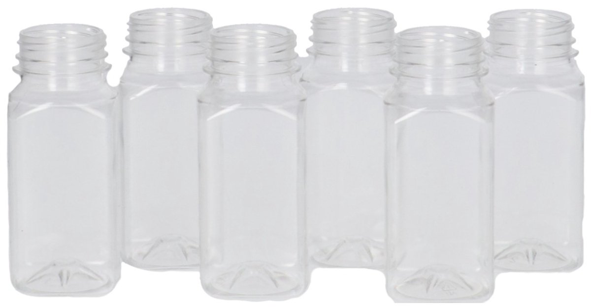 6 x Sapfles Plastic 75 ml - Vierkant - PET Flessen met Dop zwart- PET Kunststof BPA-vrij - Plastic Flessen Navulbaar - Met Dop - Lege Flessen - 6 stuks