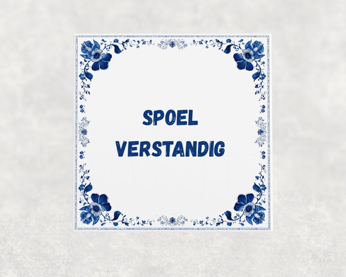 Voici Voilà Spreuk tegel 15x15 cm Spoel verstandig Wit met tekst