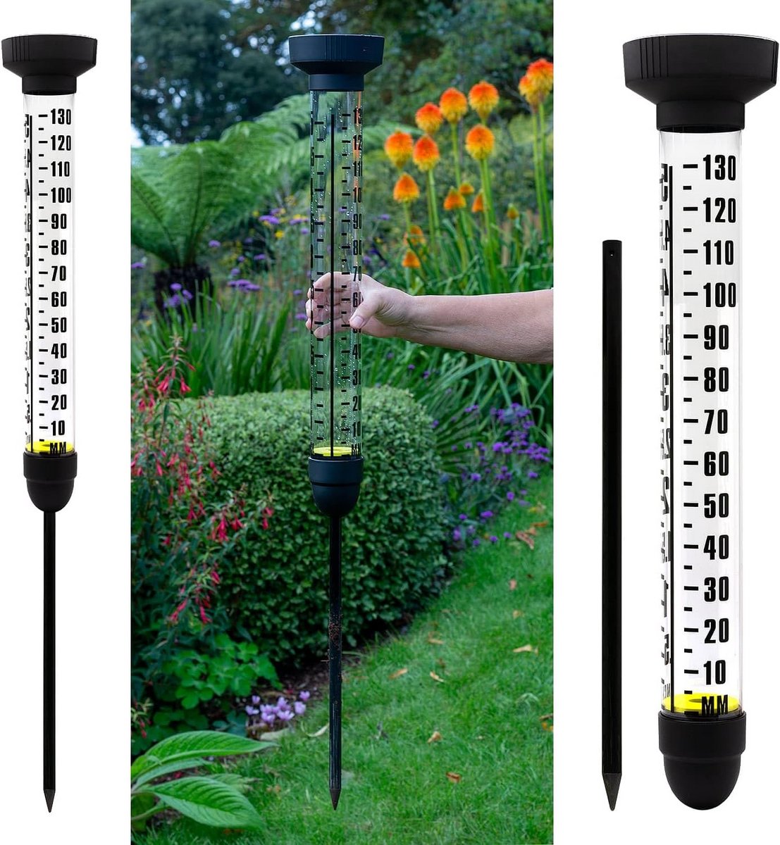 Extra Grote Regenmeter met Grondpaal voor Tuin en Buiten - Dubbele Schaal Inch/mm