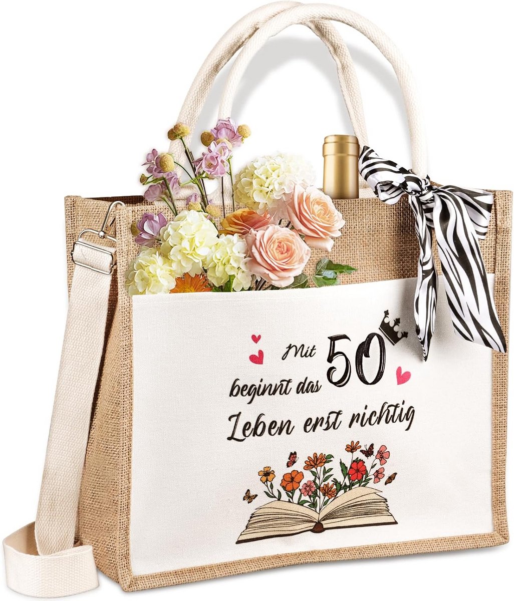 Jute Tas - Grote Waterdichte Shopper - Robuuste Strandtas en Boodschappentas