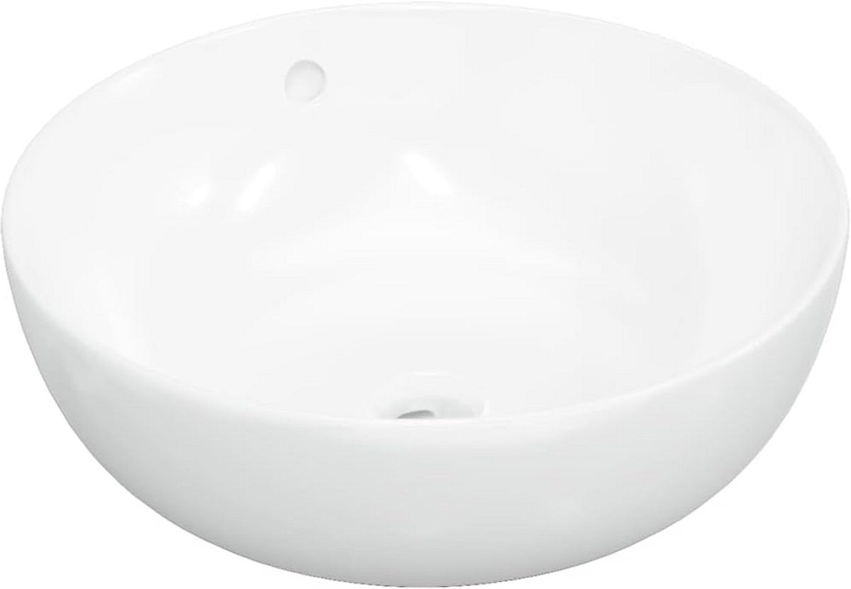 Ronde Keramiek Wastafel Wit 44x17 cm | Stijlvolle Badkamer Wastafel