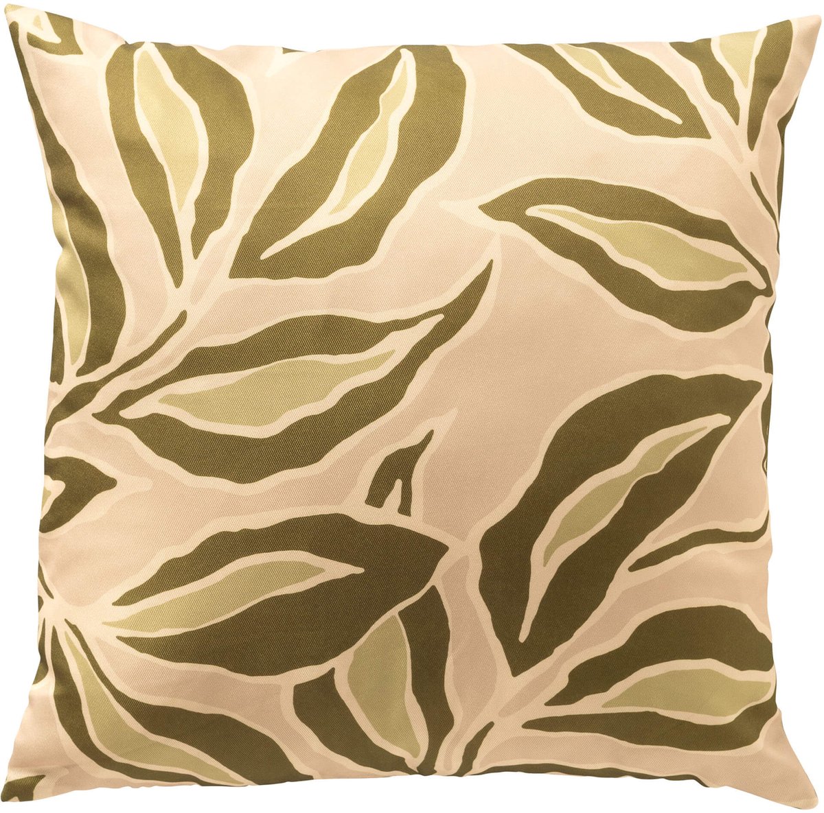 Textino - ELARA - buitenkussen 45x45 cm - bladmotief - Semolina - beige, groen