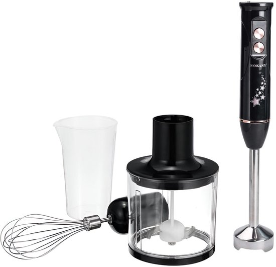 Sokany, Staafmixer 600W 4-in-1 met Hakmolen en Garde, Grijs van SOKANY — afbeelding 2