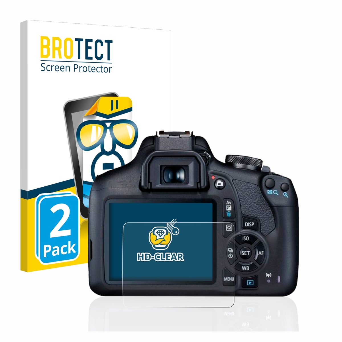 BROTECT - Screenprotector voor Canon EOS 2000D - Folie Beschermfolie transparant 2 Stuks