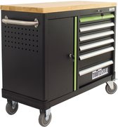 Werkplaatswagen DELUXE 6 laden + deur leeg Gereedschapswagen massief werkblad antraciet/groen