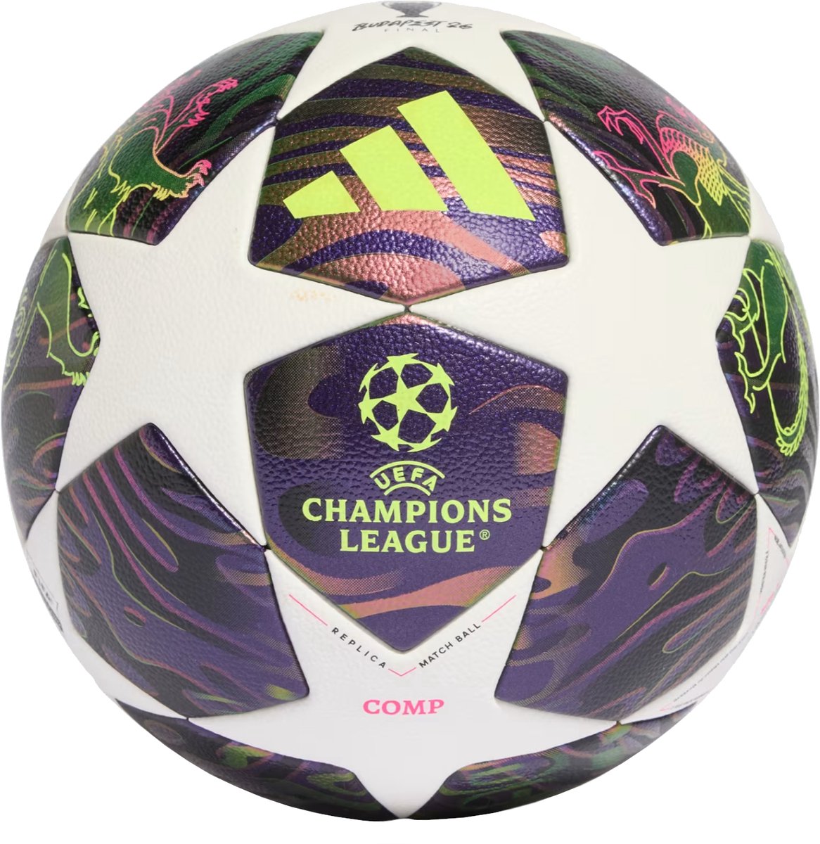 adidas UEFA Champions League Final Competition Ball, Unisex, Purper, Bal naar voetbal, maat: 5
