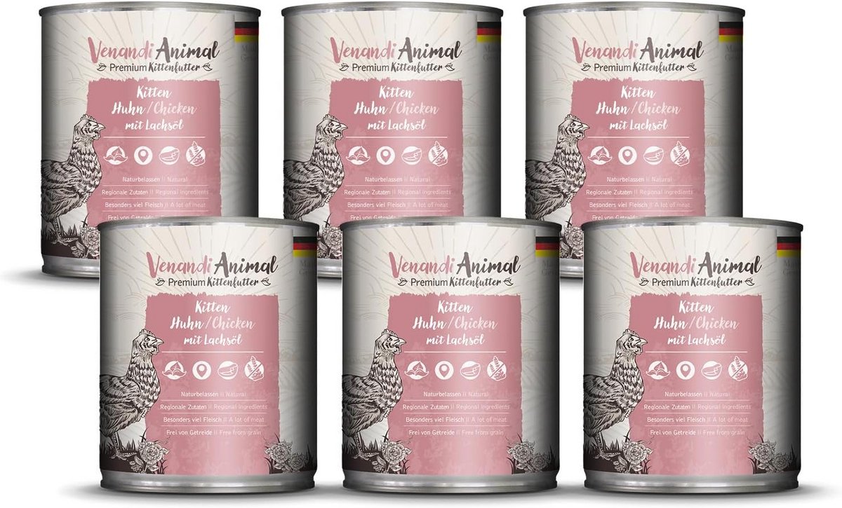 Kitten Natvoer Kip met Zalm: Graanvrij en Rijk aan Vlees (6x800g)