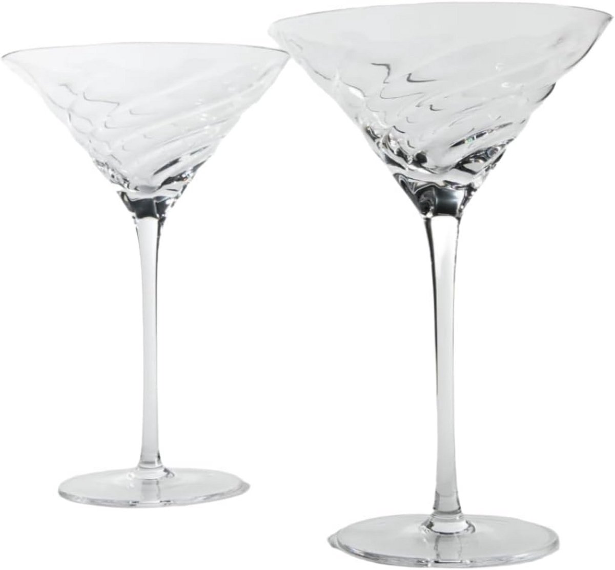 Elegante Martini Glazen Set van 2 met Gedraaid Rib-Design in Geschenkdoos