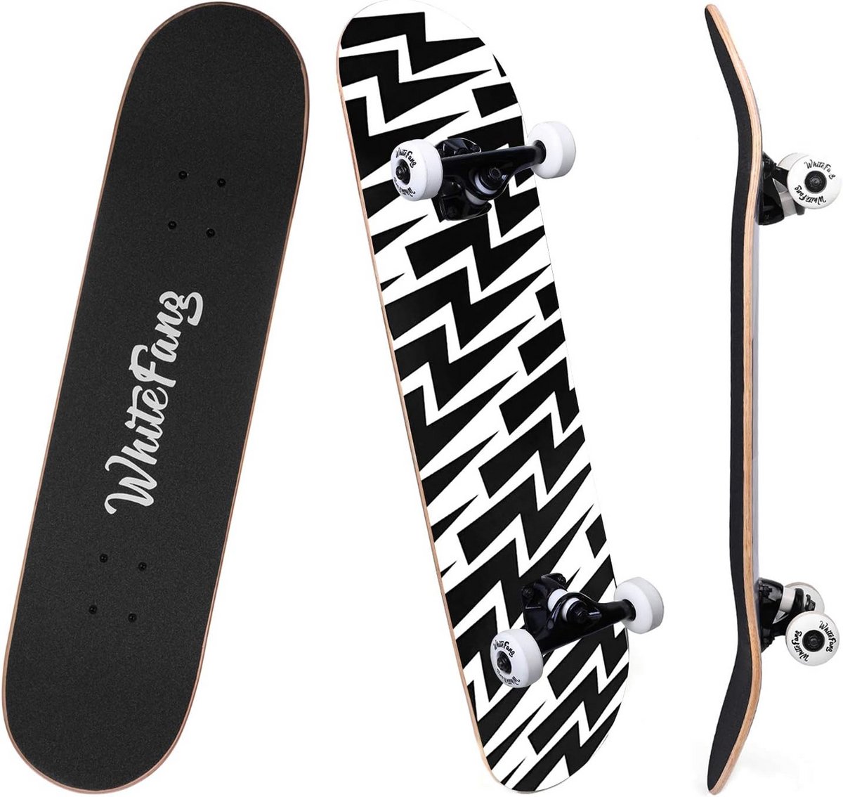 Compleet Skateboard voor Beginners en Kinderen 31 Inch Dubbele Kicktail Concave Wit