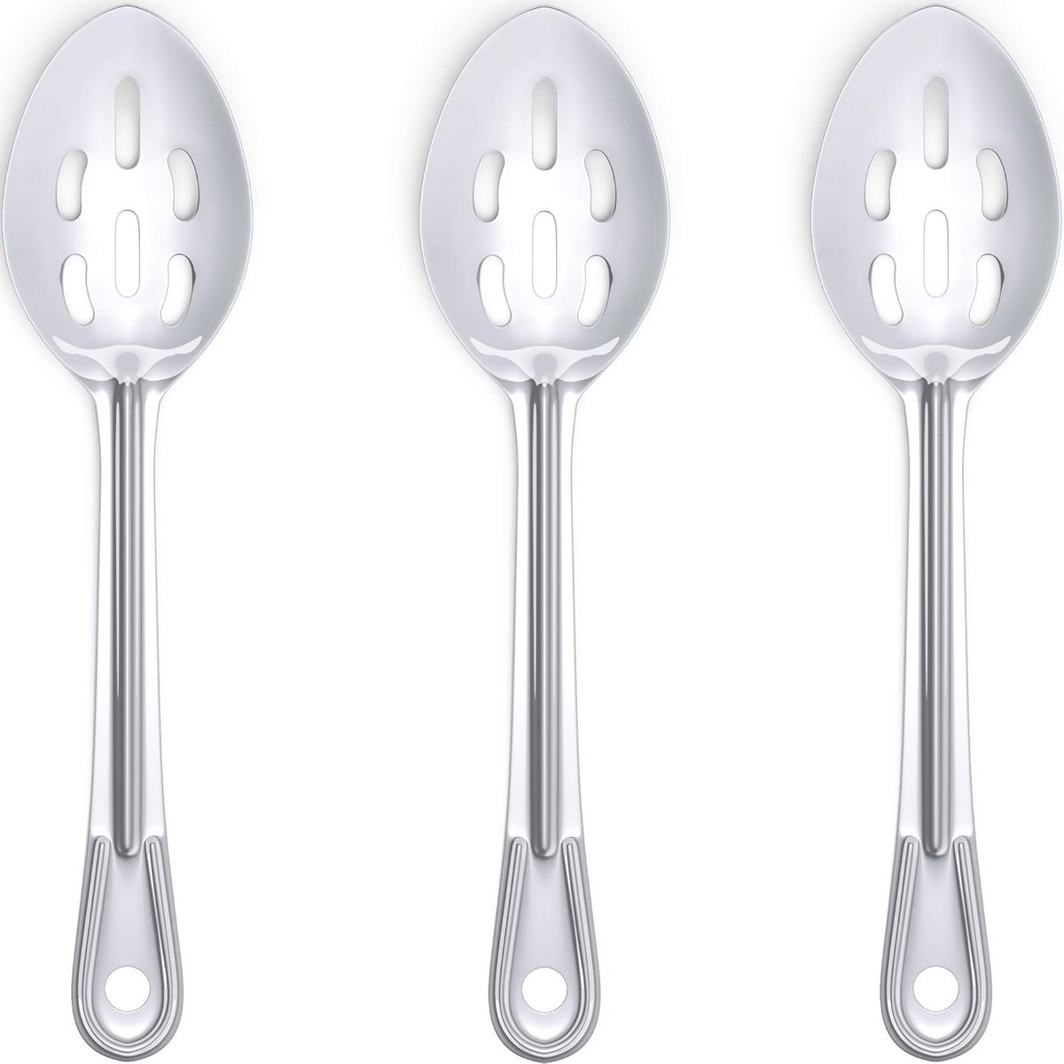 Set van 3 Ergonomische RVS Servelepels met Sleuven voor Koken en Serveren