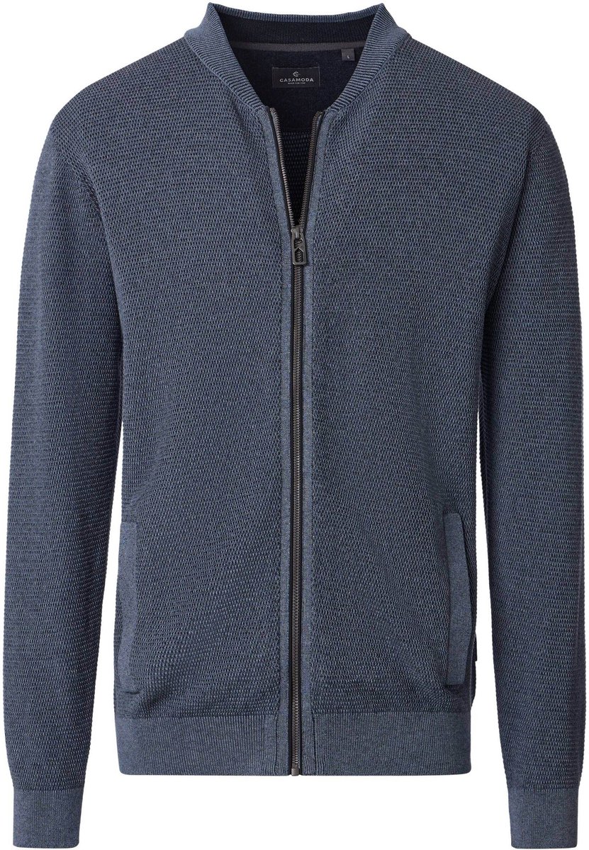 CASAMODA Vest Zip Structure Donkerblauw - Maat M - Heren