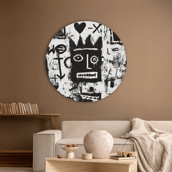 Akoestisch wandpaneel rond 90x90 cm - Vilt schilderij Vormen - Gezocht - Zwart - Abstract - Ronde akoestische panelen - Geluidsdempende wanddecoratie - Geluidsisolatie wandcirkel - Muurdecoratie geluidspanelen
