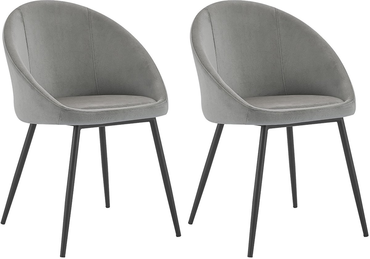 Set van 2 vintage DIANE grijs fluwelen stoelen